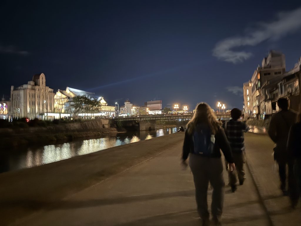 Roaming down the river in Kyoto, enjoying the evening