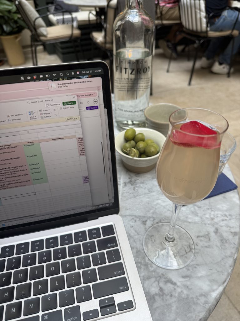 planning a multi-week international trip with a beverage and snacks