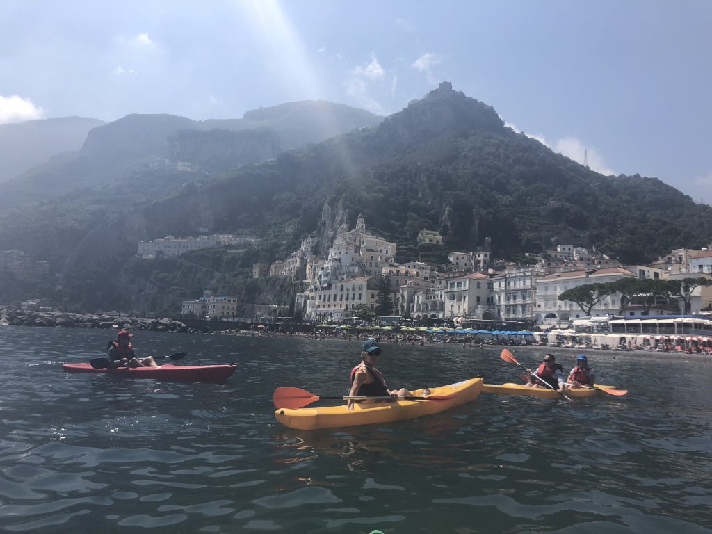 Kayaking on the water near Amalfi, Italy 