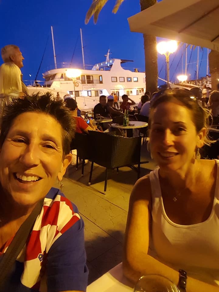 Watching the World Cup quarter-final in Trogir after our Croatian sailing tour