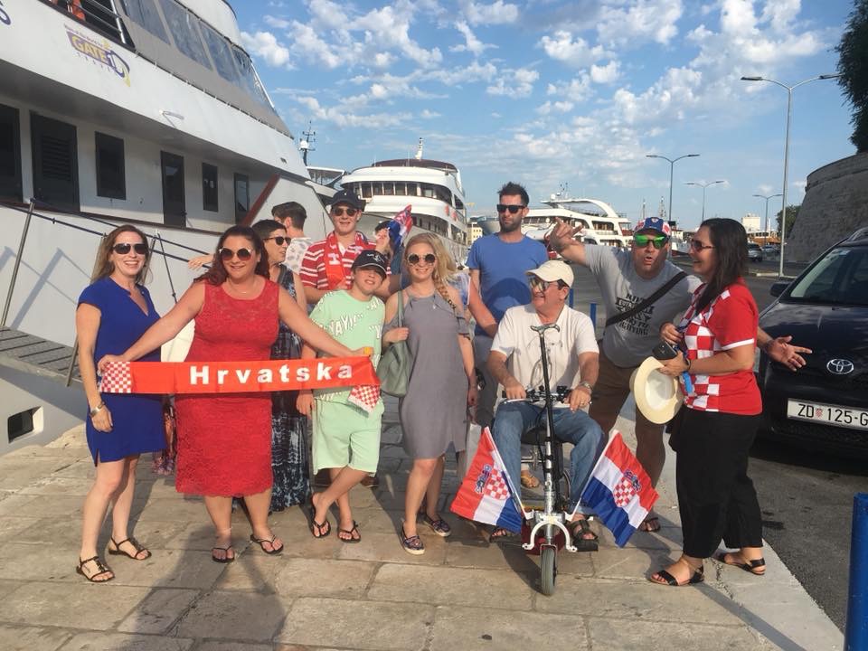 Our fellow passengers ready for the World Cup fun in Zadar