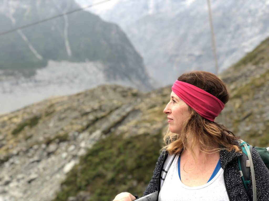 staring at the scenery in the Hooker Valley