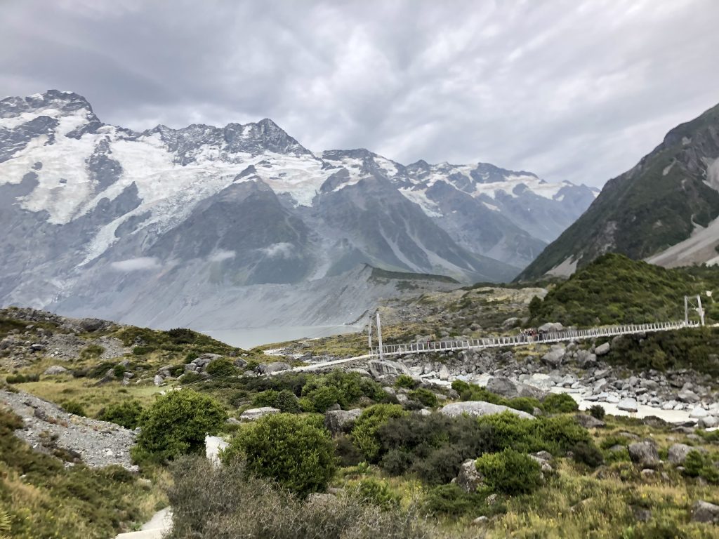 Hiking through the Hooker Valley as the last activity with our group during our New Zealand South Island itinerary